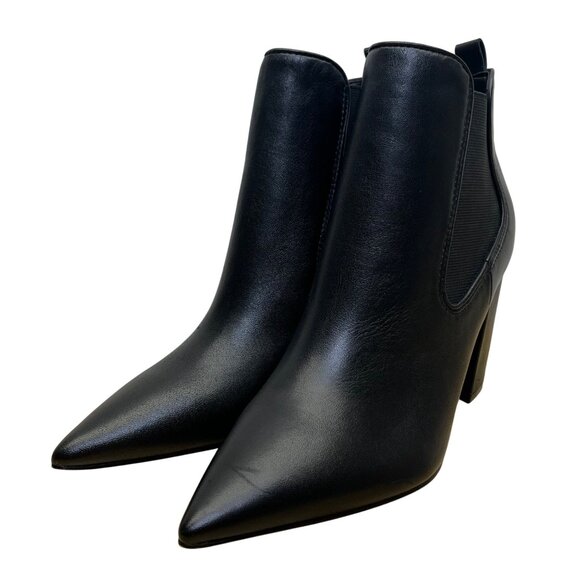 Marc Fisher Women’s Black Leather Pointed Toe Block Heel Ankle Booties Size 8M - Picture 3 of 11